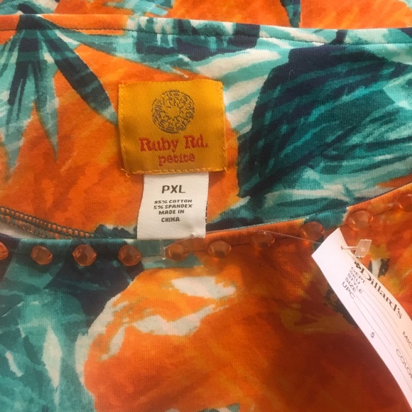 Ruby Rd. Vibrant Tropical Print Top PXL FREE SHIP - Picture 4 of 4